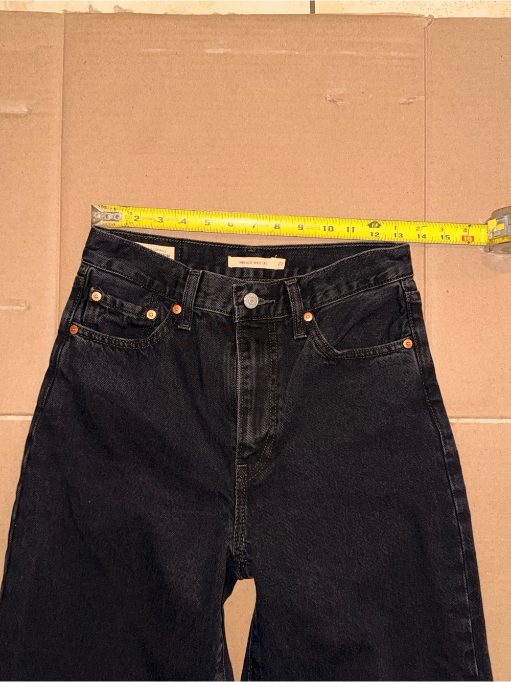 Levi’s Ribcage Wide Leg Jeans Black Size 27 High Rise Like New - Picture 12 of 14